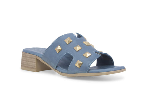 Melluso Women's Slipper with Gold Studs Leather Upper